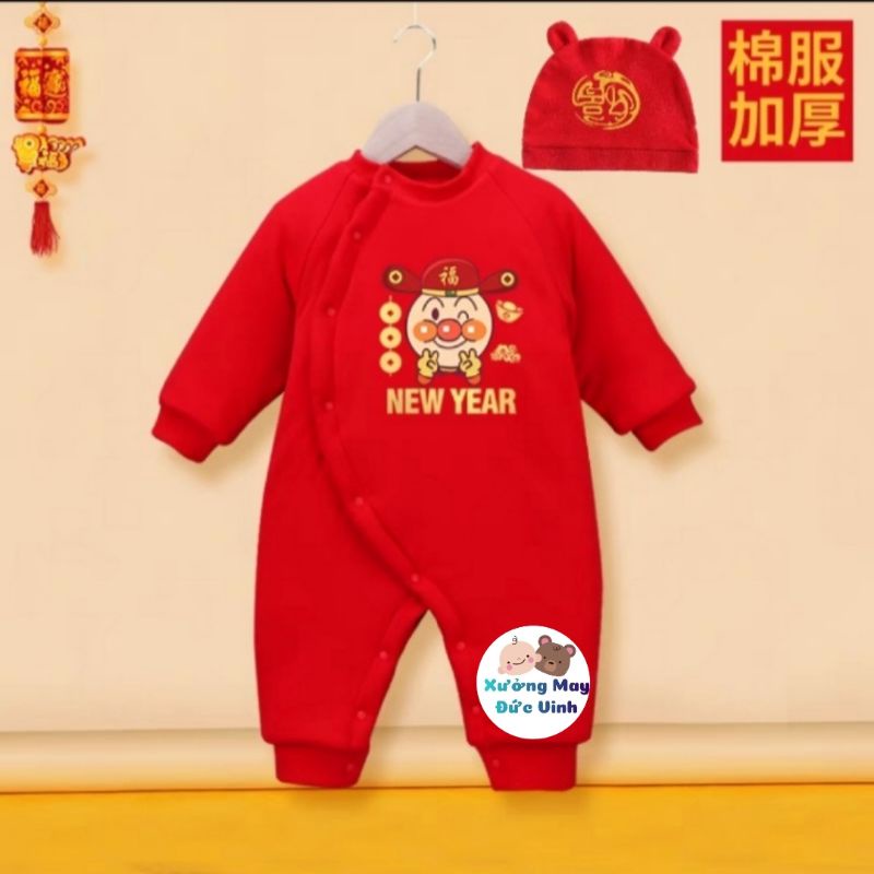 Bodysuit Tết cotton 2023 cho bé trai,bé gái có mũ