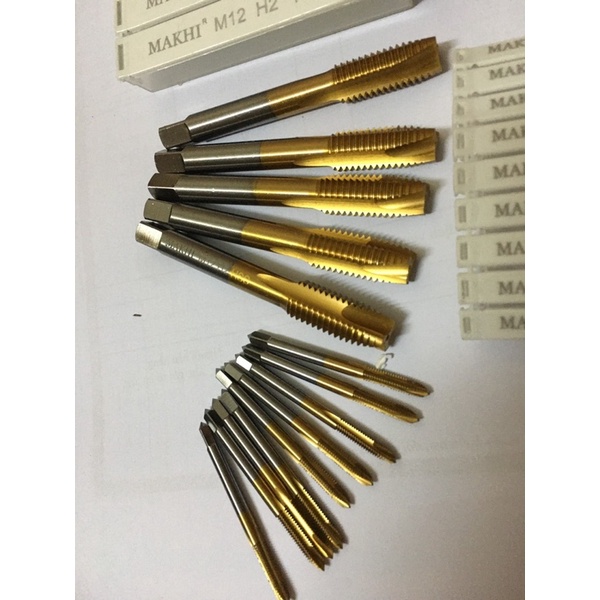 Taro chuyên thép M3-M12 hiệu Makhi, chất liệu HSS phủ Tin siêu cứng.