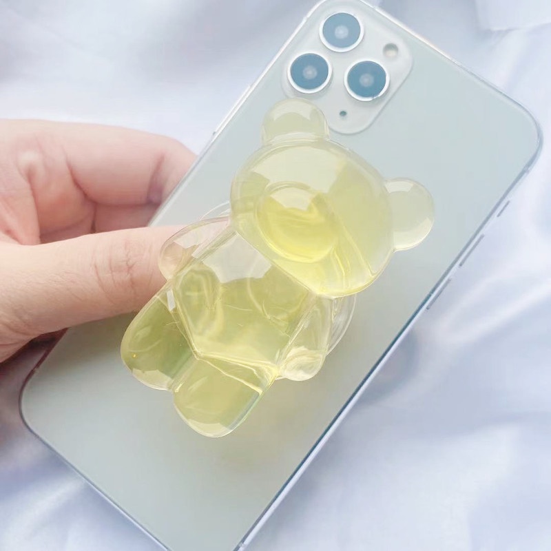 Giá đỡ điện thoại hình gấu 3D nhiều màu trong suốt có túi khí cho iPhone &amp; Android