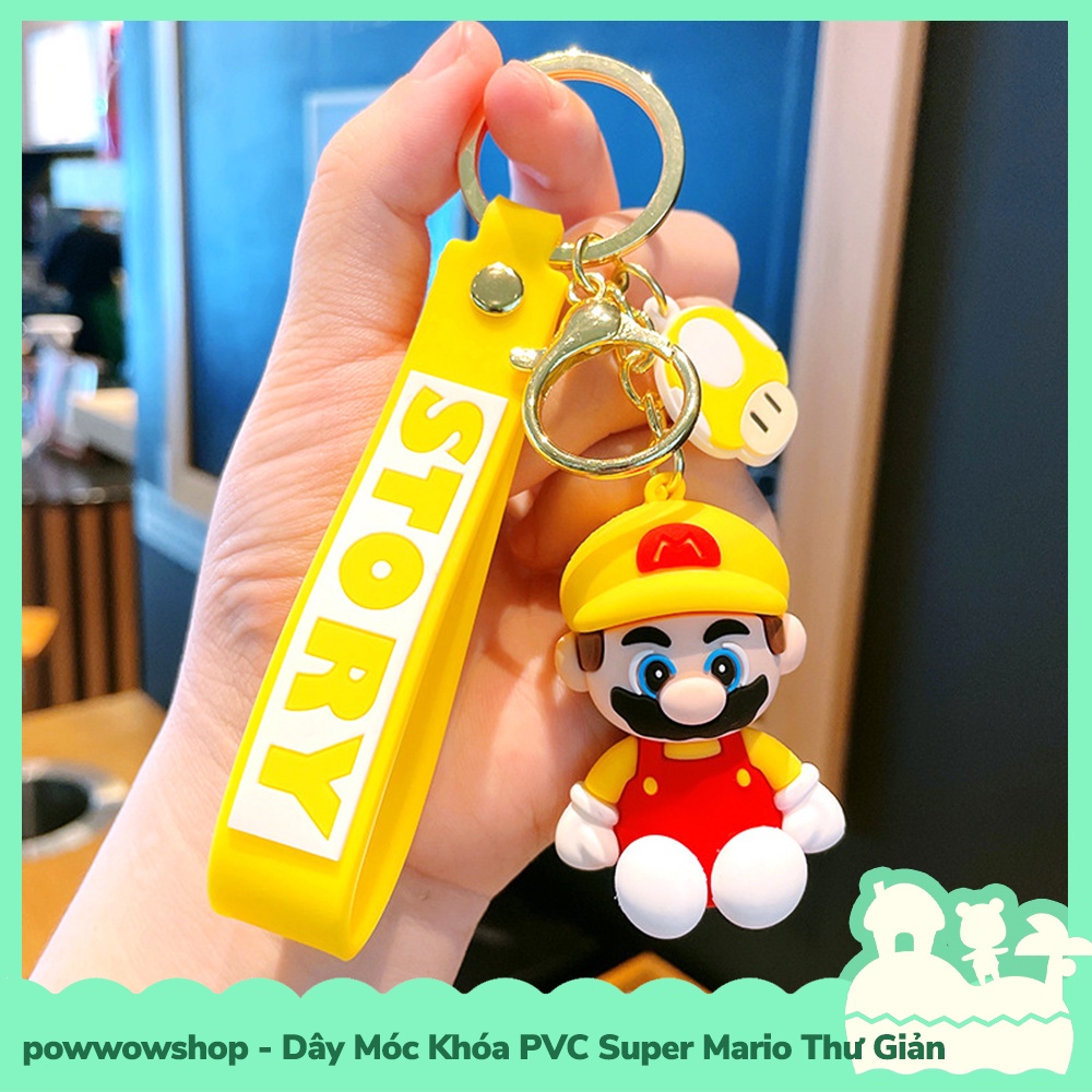 [Sẵn VN - Hỏa Tốc] Dây Móc Khóa PVC Nhân Vật Game Super Mario Toad Thư Giản Nhiều Màu