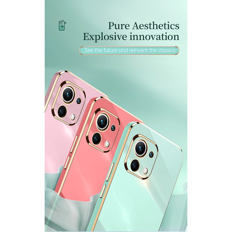 Ốp điện thoại silicone mềm chống sốc 6D sang trọng cho Xiaomi Mi 11 Lite 5G Ne 11T Pro Poco X3 Nfc X3 GT 10T TPU lưng viền vuông trọng dành