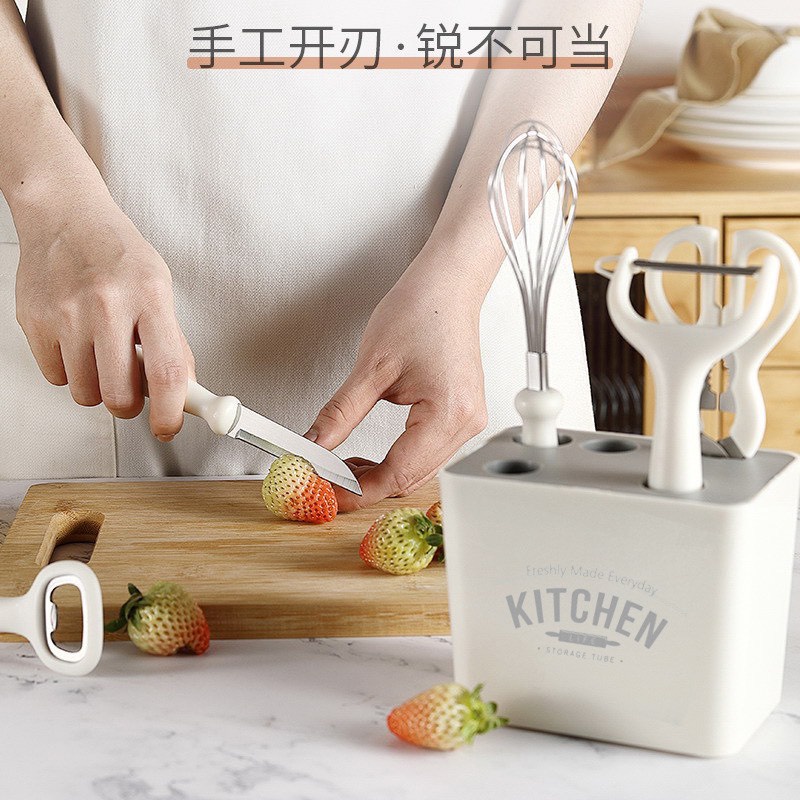 Dụng cụ nhà bếp 6 món màu trắng Nhật Bản Kitchen Gadget siêu sắc bền đẹp