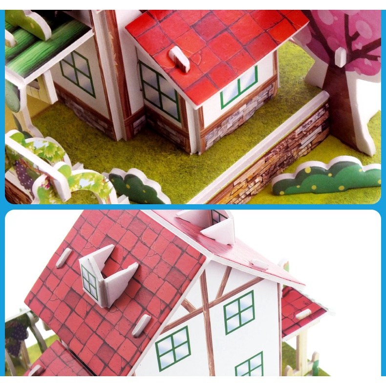 Đồ chơi giáo dục bộ xếp hình lắp ghép khối xây dựng trang trại, lâu đài bằng giấy 3D cho trẻ em