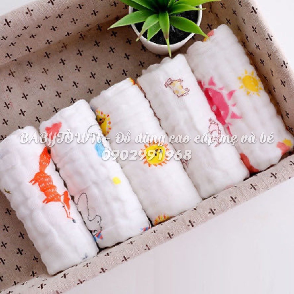 Set 5 khăn sữa xô nhăn 6 lớp cao cấp Manny/Kiluta