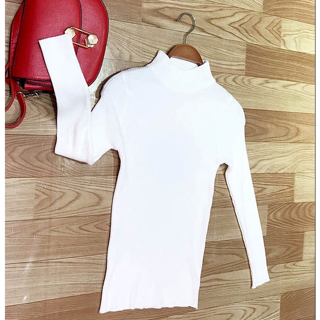 Áo len trắng cổ 3 phân free size hàng sẵn (ảnh thật) | BigBuy360 - bigbuy360.vn