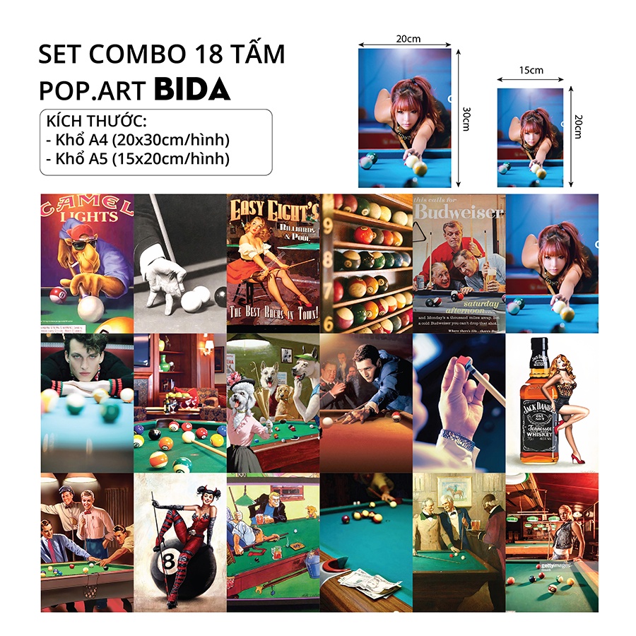 Combo 18 tấm A4 Decal RETRO dán Decor phòng, tường vintage cá tính 1100