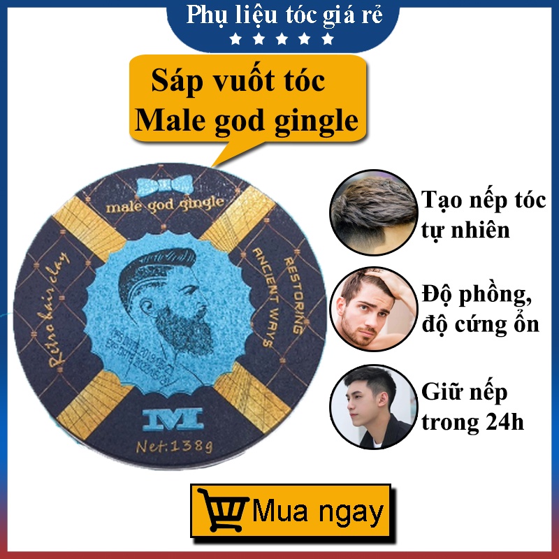 Sáp vuốt tóc MALE GOD GINGLE M 138gr tạo kiểu giữ nếp cho tóc. HÀNG CHÍNH HÃNG