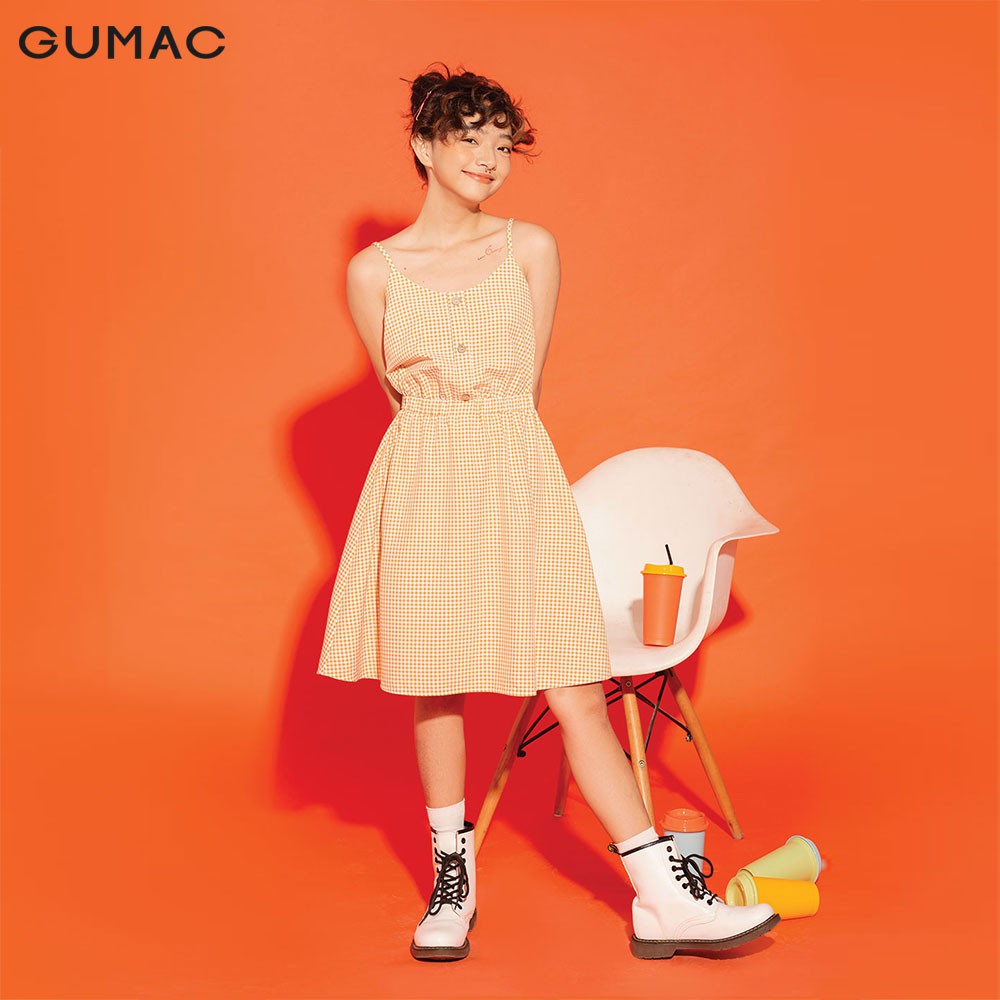 Đầm dây nữ GUMAC thiết kế phong cách trẻ trung, màu Đỏ - Vàng đủ size DA12127 | BigBuy360 - bigbuy360.vn