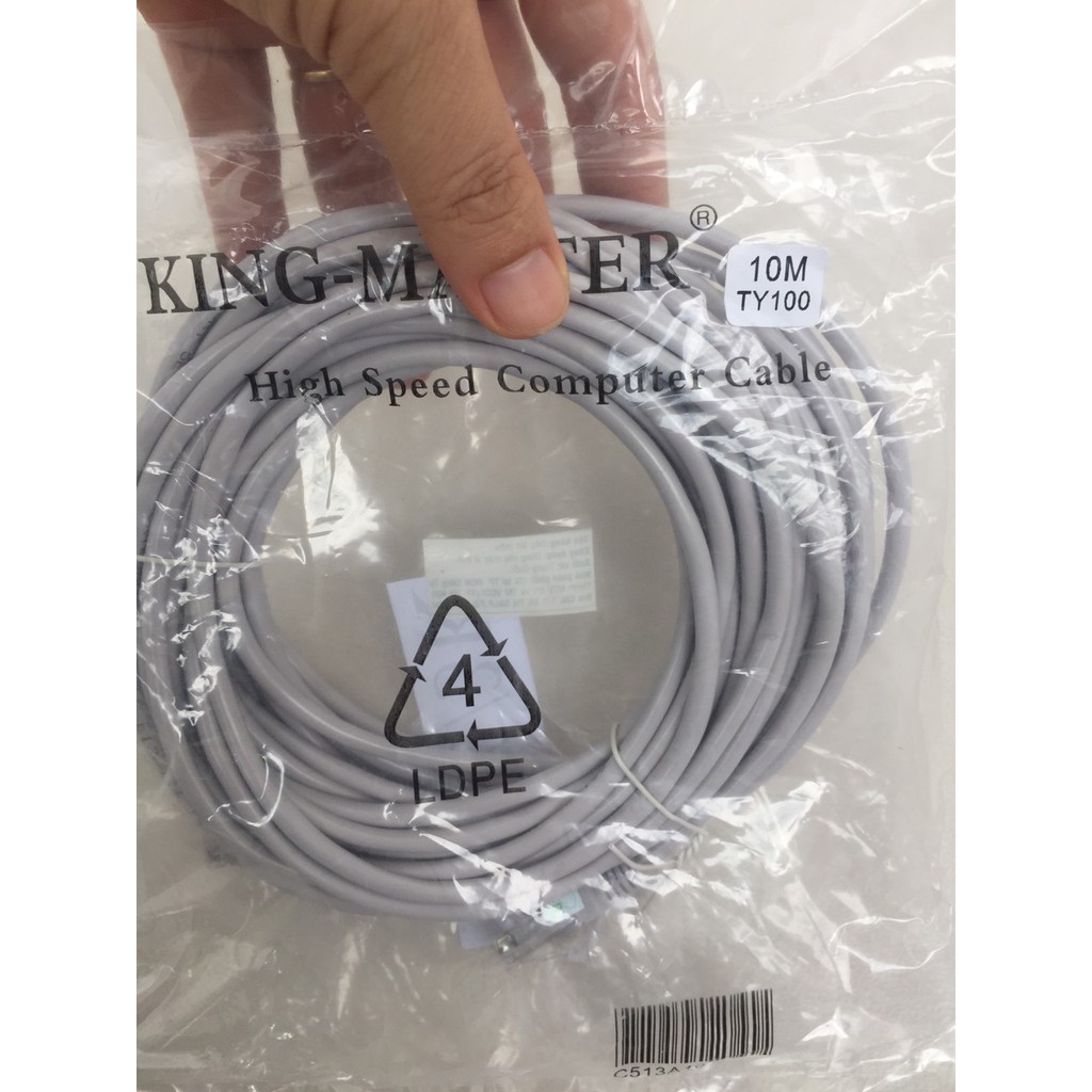 Cáp mạng 10M UTP CAT 5E King-Master High Speed trắng - Hãng phân phối