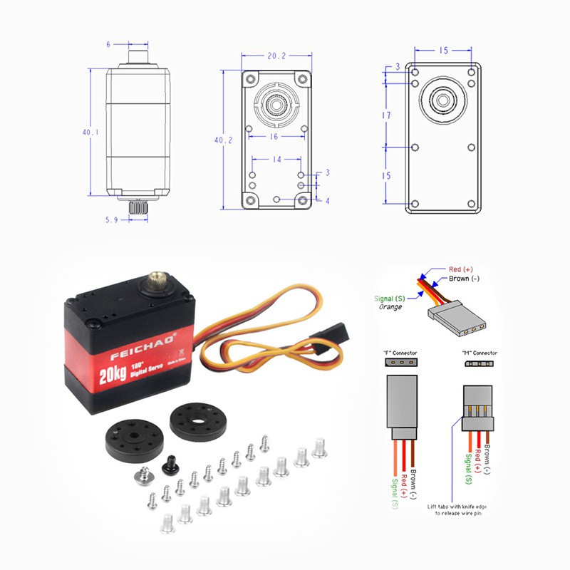 Động Cơ Servo Kỹ Thuật Số 20kg 6.0-7.4v Cho Robot Arduino 270 °