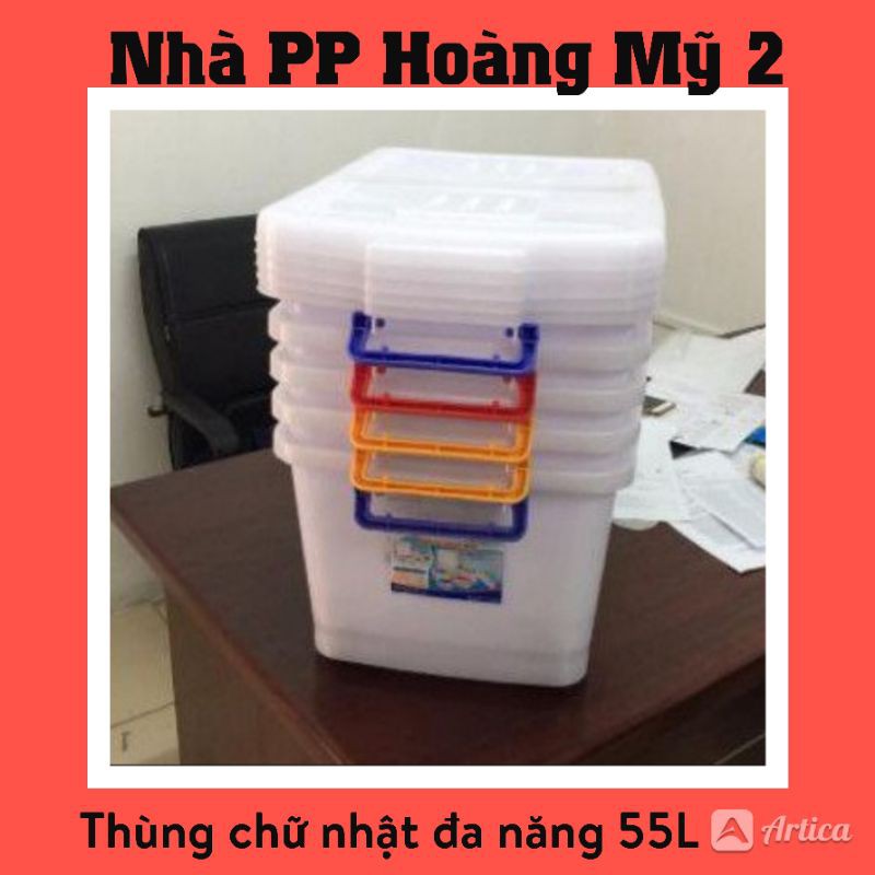 THÙNG VUÔNG 55L NHỰA DUY TÂN, THÙNG ĐA NĂNG,CÓ BÁNH XE