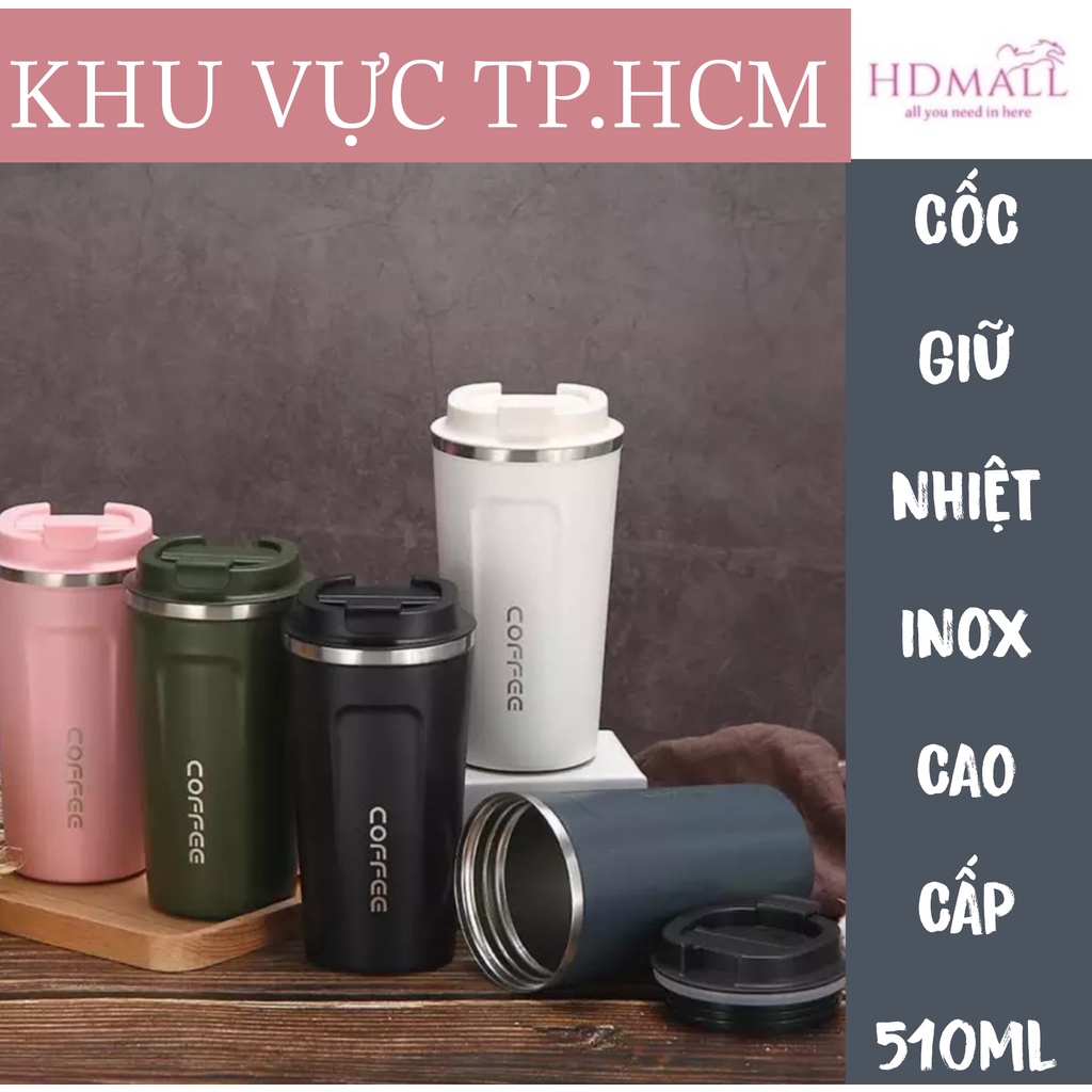 Cốc Giữ Nhiệt Coffee Inox 304 Cao Cấp Chống Tràn, Thiết Kế Sang Trọng 510ml