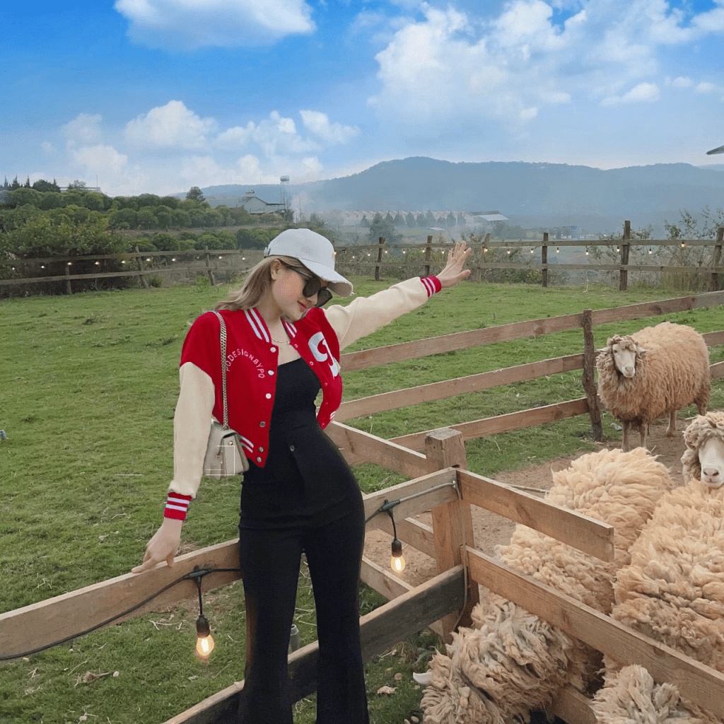 ÁO KHOÁC NHẸ NỮ CÚC BẤM PHONG CÁCH CROPTOP HỌA TIẾT CHỮ D SÀNH ĐIỆU THỜI TRANG