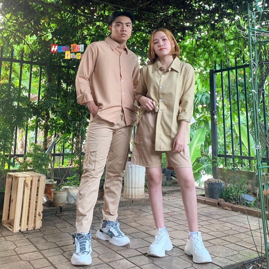 Sơ Mi Tay Dài Trơn Màu Tan Dáng Rộng Nam Nữ Ulzzang Unisex - MM