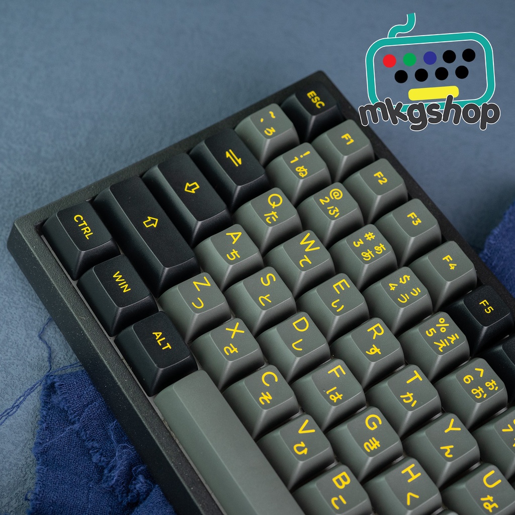Keycap Akko Black Gold Japan kiểu in doubleshot nhựa PBT, 158 nút bàn phím cơ, ASA profile