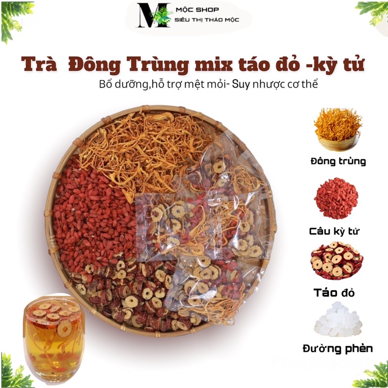 Trà Đông trùng mix táo đỏ- kỳ tử (bổ dưỡng,chống suy nhược,tăng cường đề kháng)