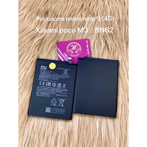pin xiaomi redmi note 9 (4G) : BN62