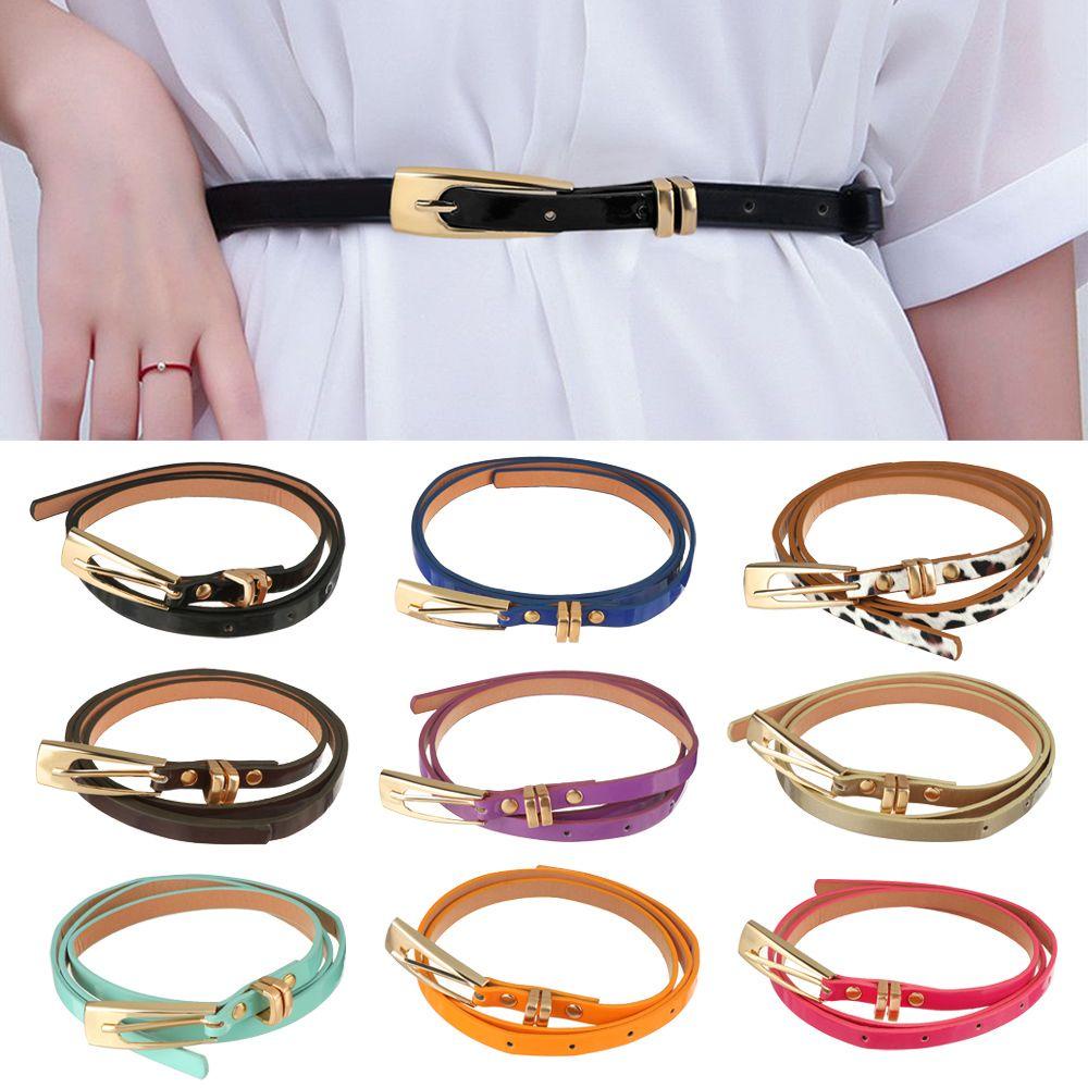 Thắt Lưng Giả Da Mỏng Điều Chỉnh Được Nhiều Màu Sắc Phong Cách Vintage