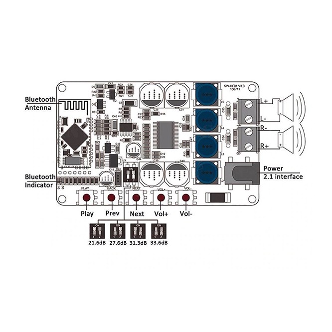 Module Khuếch Đại Âm Thanh TDA7492P Bluetooth CSR4.0