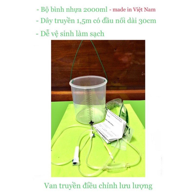 Bộ bình Coffee Enema 2000ml, Viet Nam Thụt tháo đại tràng, Thải độc cà phê, Thải độc đại tràng,Túi súc ruột, Cafe enema