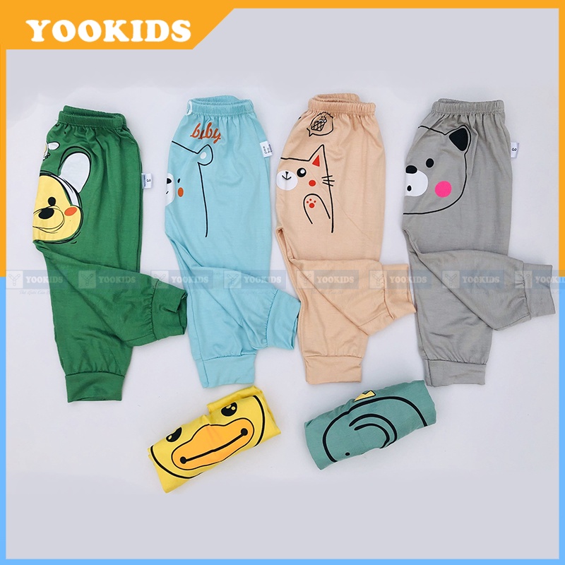 Quần dài cho bé YOOKIDS chất thun lạnh in hình thú cưng, Quần dài bé trai bé gái 1 2 3 4 5 tuổi