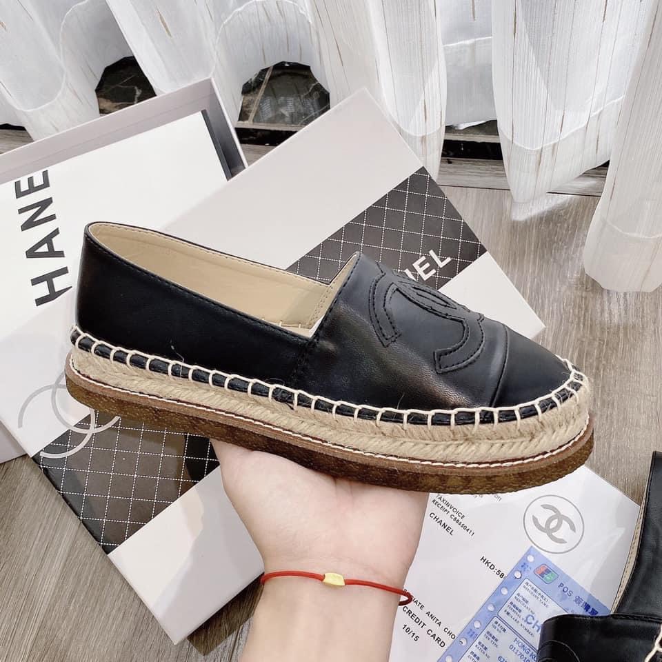 Giày slipon nữ ChàNeo chất da mềm, đế bằng viền cói,hàng quảng châu đầy đủ hộp túi