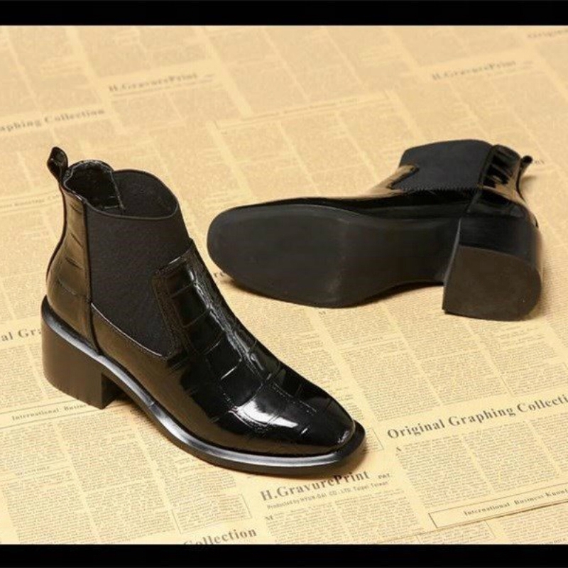 IELGY Giày Bốt martin Da Bóng Đế Dày Mềm Mại Thời Trang Cá Tính Cho Nữ