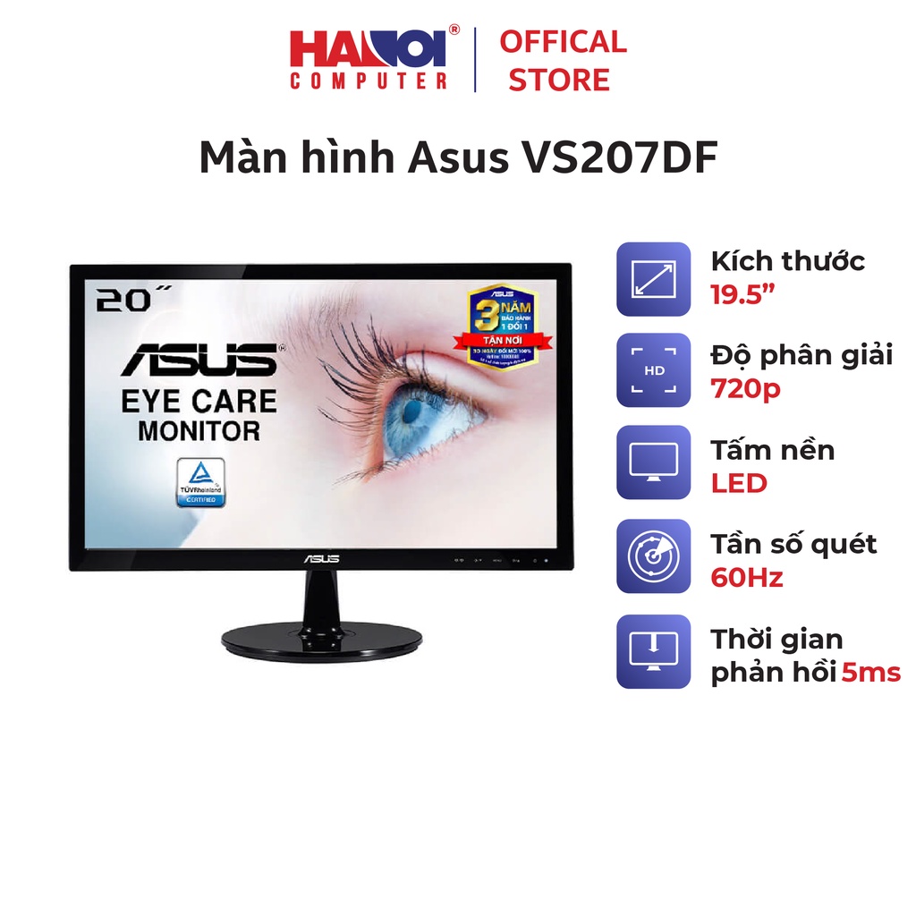 Màn hình Asus VS207DF (19.5 inch/HD/LED/200 cd/m²/VGA/60hz/5ms)