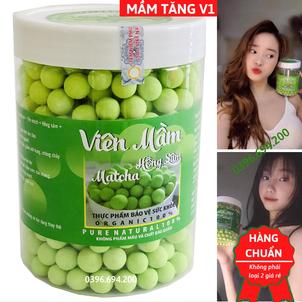 500gr Viên Mầm Đậu Nành Hồng Sâm Matcha hỗ trợ nở ngực, hỗ trợ tăng vòng 1, đẹp da có Chứng Nhận ATTP