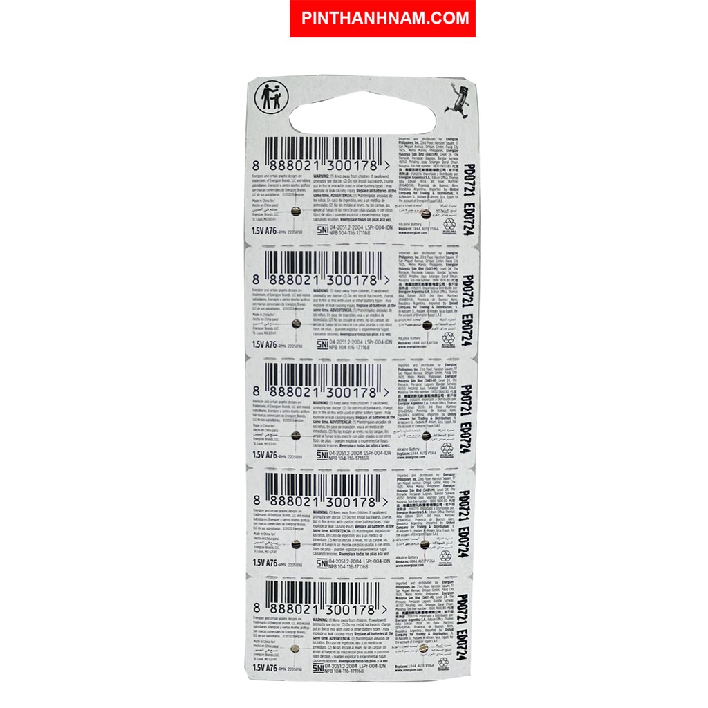 Pin LR44 Energizer A76 Vỉ 10 Viên Chính Hãng Thay Pin Máy Tính Casio