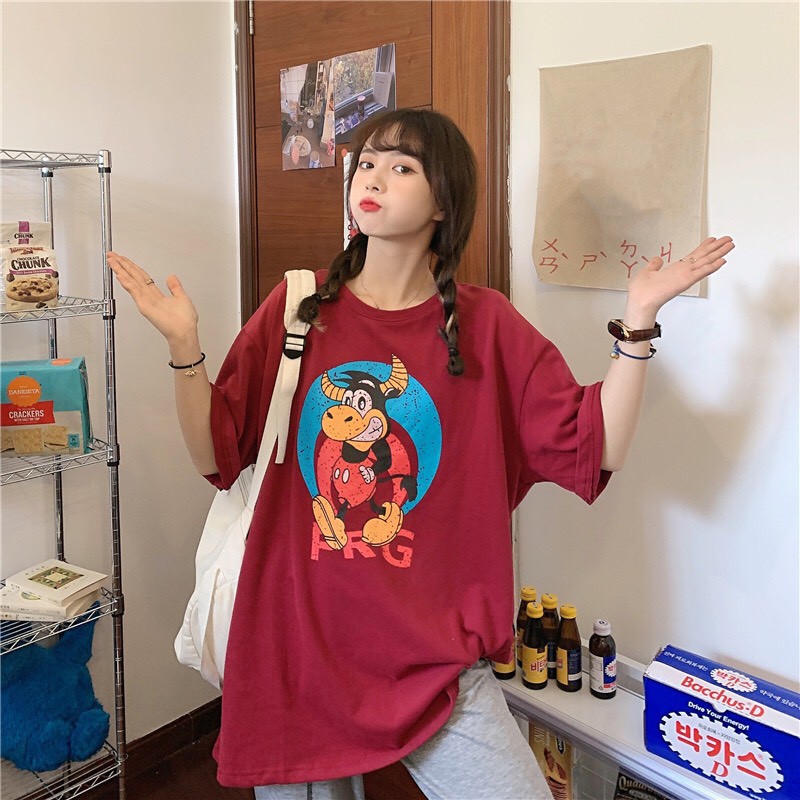 Áo thun form rộng in họa tiết chất cotton dày dặn Xonxen shop free size mã 79