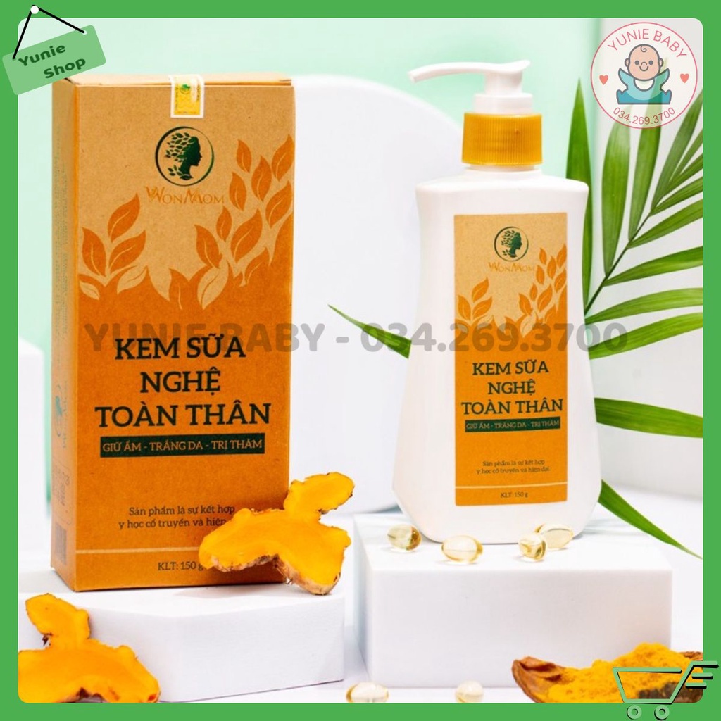 Kem Sữa Nghệ Dưỡng Trắng Hồng Tự Nhiên, Mịn Màng Toàn Thân Wonmom 180g