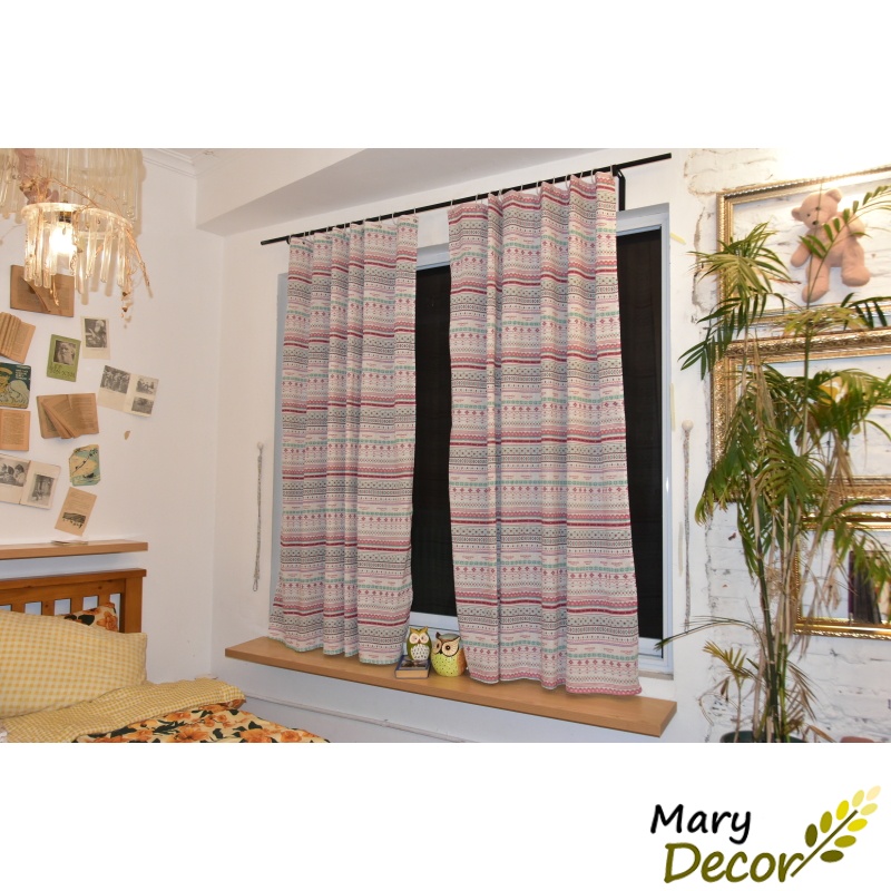 Rèm dán tường treo thanh cửa sổ cửa chính phong cách vintage decor homestay họa tiết Thổ cẩm R-L10