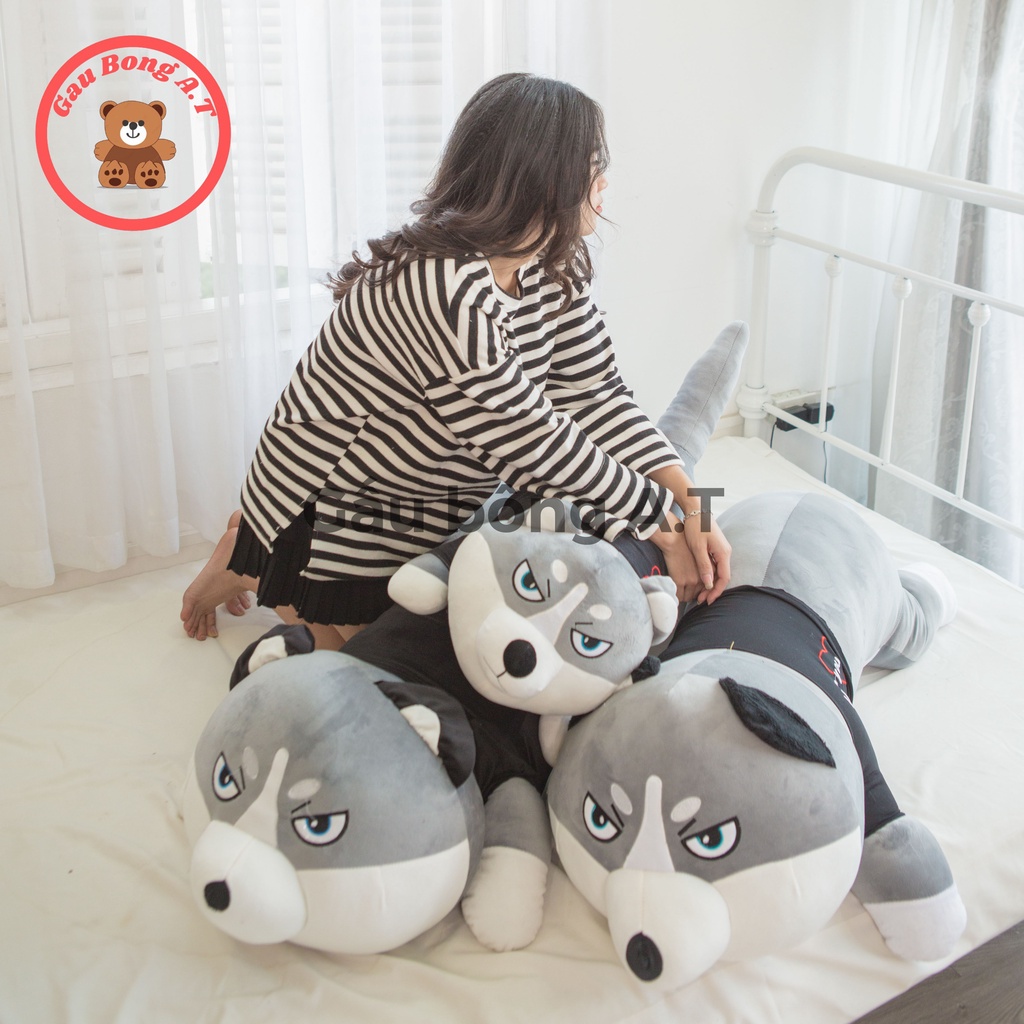 Gấu Bông Chó Ngáo Chó Husky siêu to khủng lồ, thú nhồi bông mặt ngáo, gối ôm chó ngáo size 1m-1m5