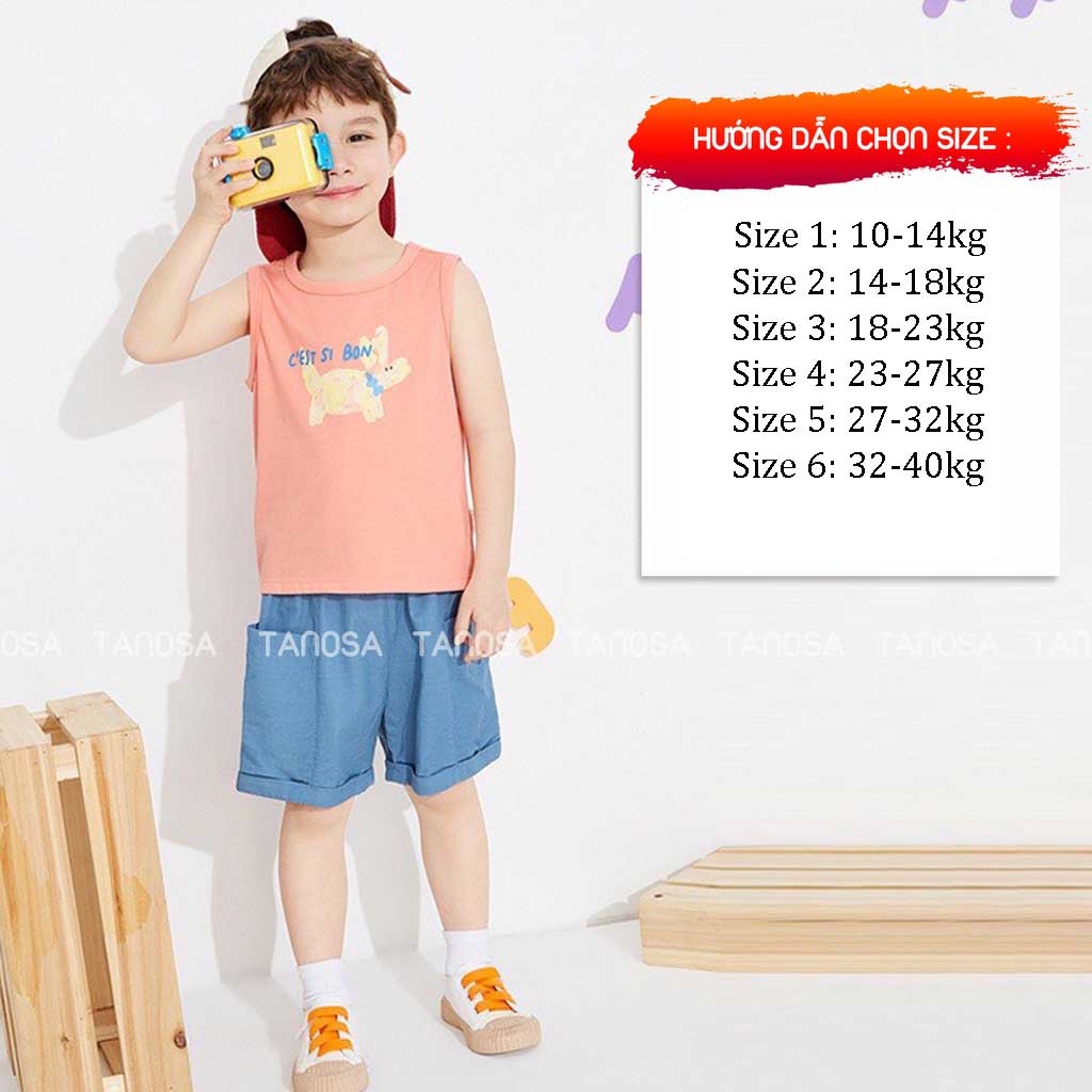 Quần short bé trai TANOSA chất liệu đũi túi hộp rộng rãi thoáng mát