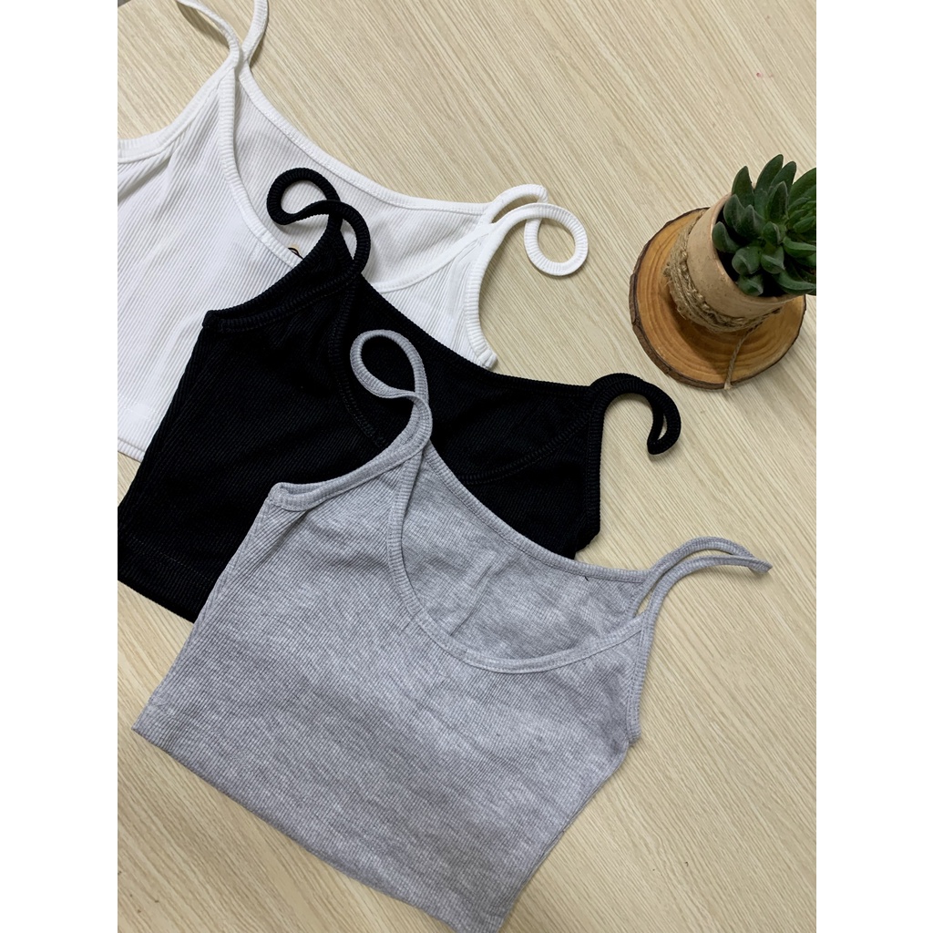 Áo croptop 2 dây thun tăm dáng ôm dễ phối đồ | Sita Croptop | Secodee