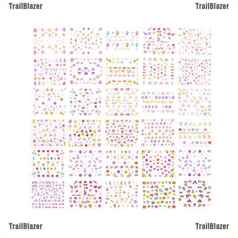 Set 5 Tấm Sticker Hoạt Hình Dán Trang Trí Móng Tay An Toàn Cho Bé DIY