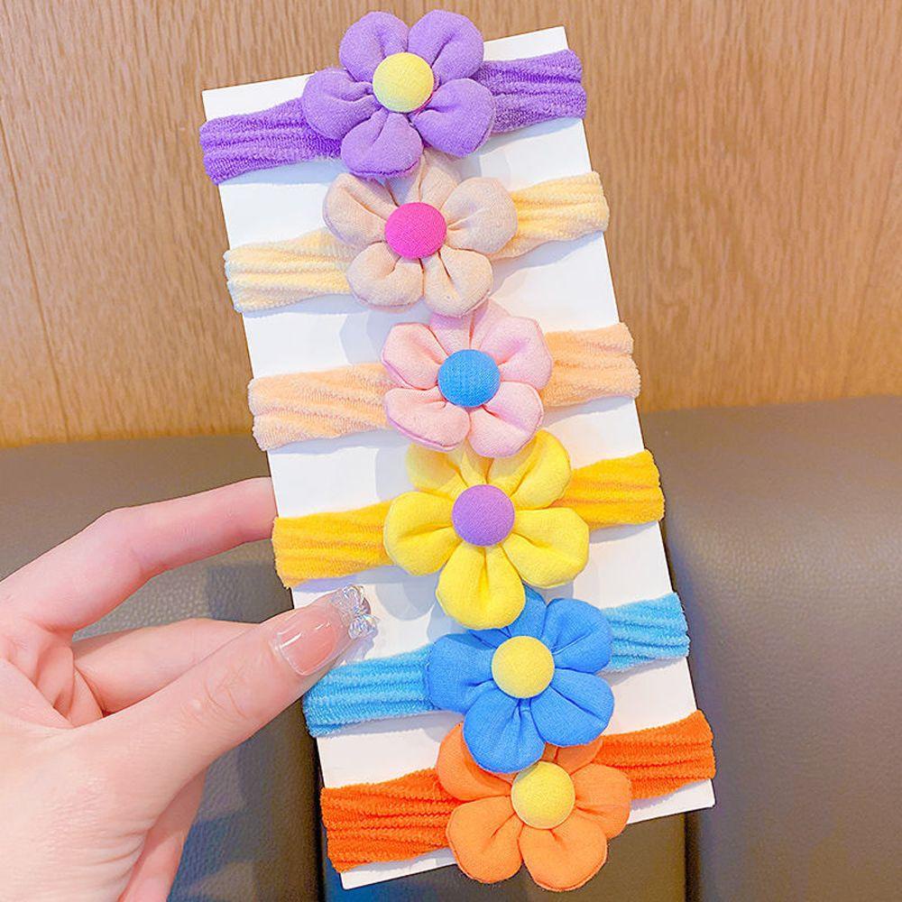 Set 6 Dây Buộc Tóc Đính Nơ Họa Tiết Hoa Dễ Thương Phong Cách Vintage WMES15H