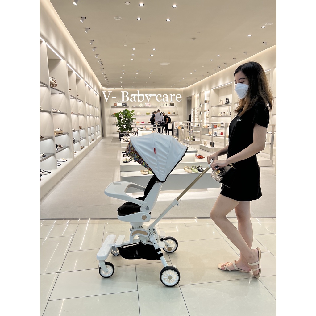 Xe đẩy 2 chiều gấp gọn cao cấp V-BABY IX9 (Tặng kèm khay ăn) & Xe đẩy gấp gọn đảo chiều V7