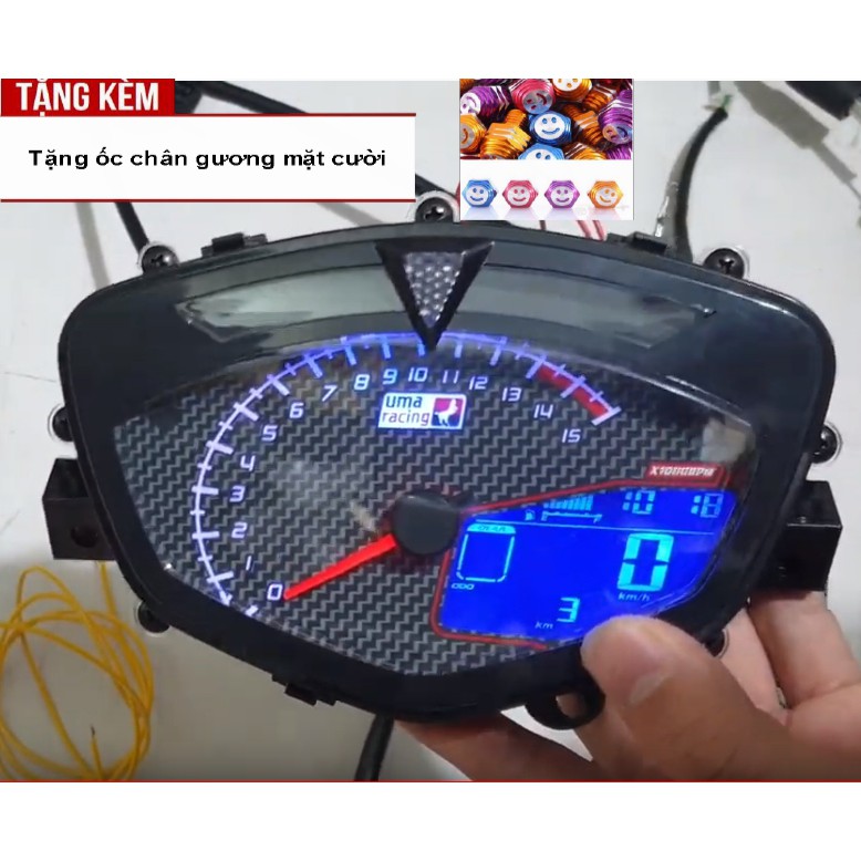 Đồng hồ điện tử Uma Racing cho xe Exciter và Sirius - Tặng kèm ốc chân gương mặt cười - A1339