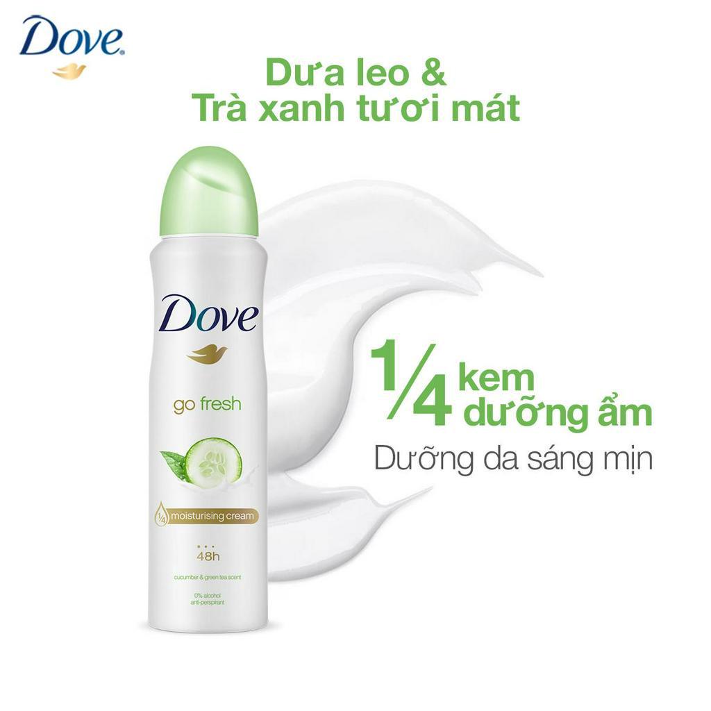 Xịt khử mùi Dove Dưỡng da Sáng mịn dành cho nữ, 150ml