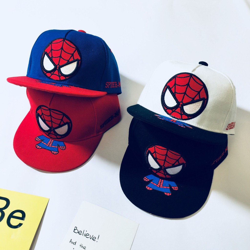 Mũ Cho Bé Snapback Từ 3 Đến 8 Tuổi In Hình Người Nhện