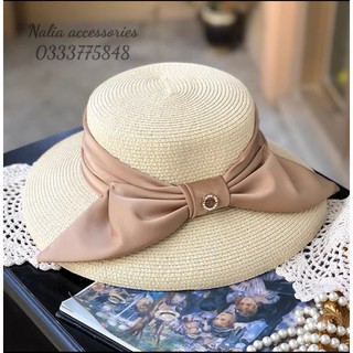 [Mã FATPBAU2 giảm 40K đơn 150K] Mũ chuông cói cước nơ lụa to cao cấp
