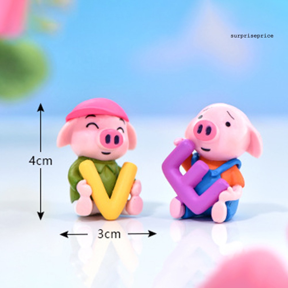 Set 4 mô hình chú heo mini trang trí sân vườn/xe hơi đa năng xinh xắn