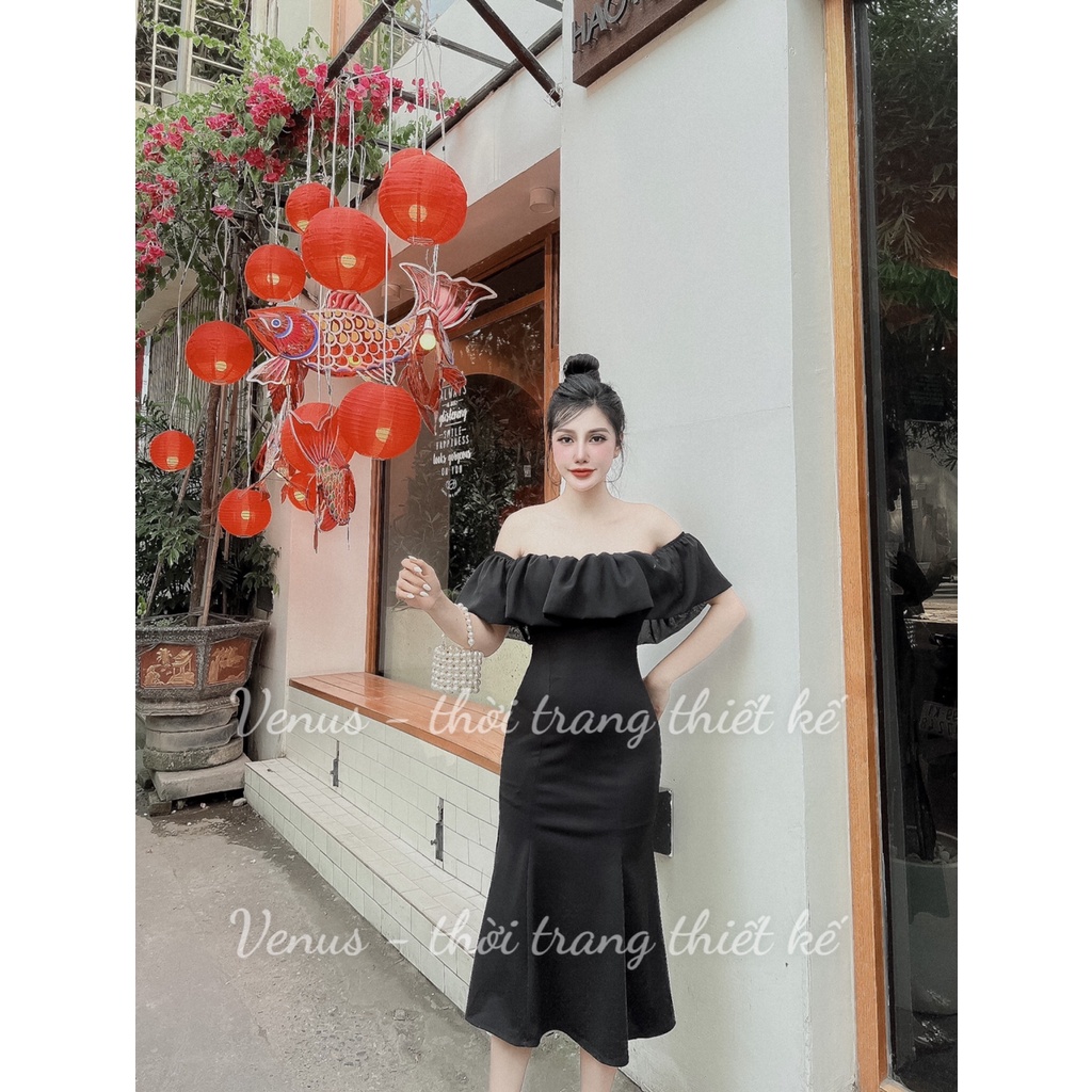 VÁY ĐUÔI CÁ BÈO TRẮNG ĐEN - VENUS DESIGN