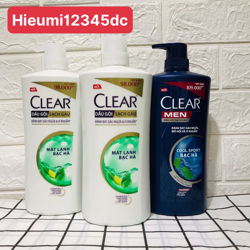 Dầu gội sạch gàu Clear mát lạnh bạc hà chai (880-900g)