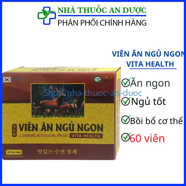 Viên ăn ngủ ngon Vita Health Đông Trùng Hạ Thảo- giúp Ăn ngon, ngủ tốt, bồi bổ cơ thể – Hộp 60 viên
