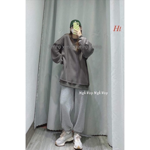 Bộ nỉ cotton cổ tròn phẩy H2B