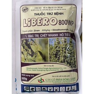 LIBERO 800WP (100g)  : THUỐC TRỊ MỐC SƯƠNG, THỐI RỄ, VÀNG LÁ, CHẾT NHANH TIÊU, SƯƠNG MAI, XÌ MỦ