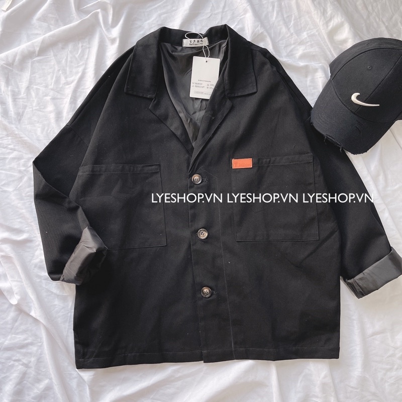 Áo Kaki Vest Dáng Rộng Oversize Hai Lớp Lót Dù Túi Vuông Đính Logo Nâu